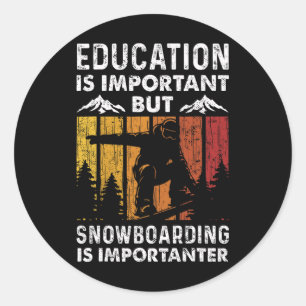 Pegatina Redonda La educación retro vintage de snowboard es