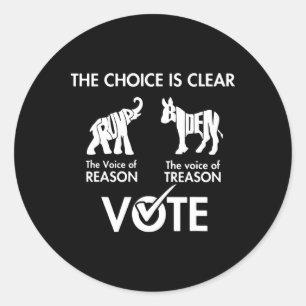 Pegatina Redonda La Elección Es Clara La Voz Por La Que Votar A Tru