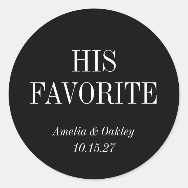 Pegatina Redonda La elegante boda negra favorece a su Personalizado (Anverso)