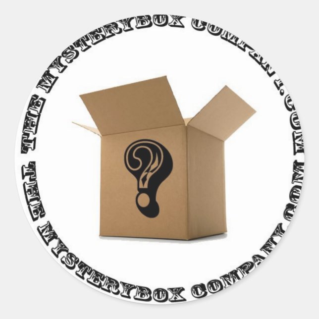 Pegatina Redonda La empresa Mystery Box (Anverso)