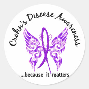 Pegatina Redonda La enfermedad de Crohn de la mariposa 6,1 del