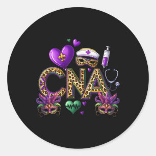Pegatina Redonda La Enfermería Mardi Gras certificada por Cna Mardi