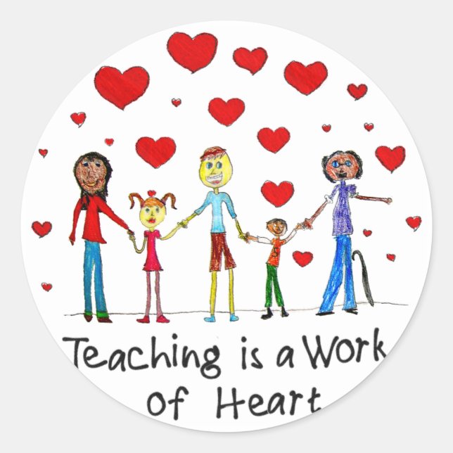 Pegatina Redonda La enseñanza es un trabajo de Pegatinas del corazó (Anverso)