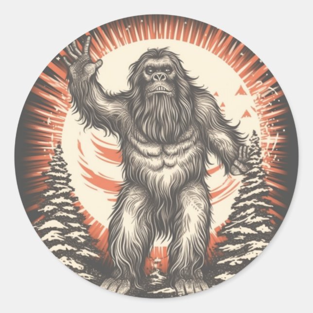 Pegatina Redonda La envergadura patriótica de Bigfoot (Anverso)