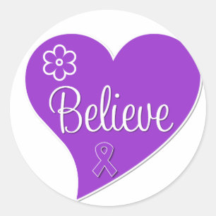 Pegatina Redonda La epilepsia cree Purple Heart