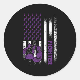 Pegatina Redonda La Epilepsia De La Bandera Estadounidense Combate