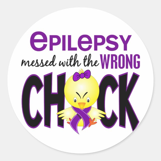 Pegatina Redonda La Epilepsia Se Metió Con El Chick Equivocado (Anverso)