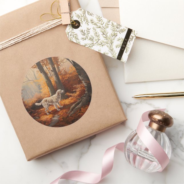 Pegatina Redonda La escena inglesa en otoño se inspira (Regalar)