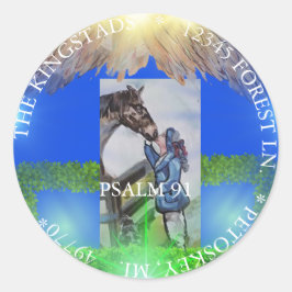 PEGATINA REDONDA LA ESCRITURA DE COBERTURA