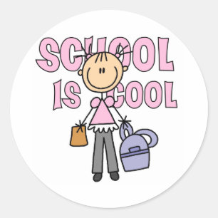 Pegatina Redonda La escuela del chica es fresca