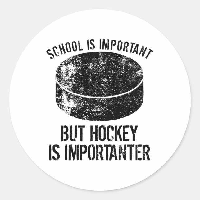 Pegatina Redonda La escuela es importante, pero el hockey es import (Anverso)
