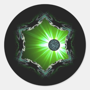 Pegatina Redonda La Esfera Energética A Través Del Portal Fractal