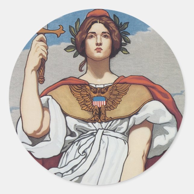 Pegatina Redonda La espada está dibujada, la marina la sostiene (Anverso)