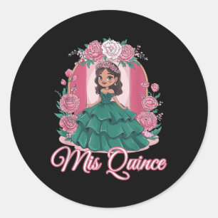 Pegatina Redonda La española Latina Quinceanera Mis
