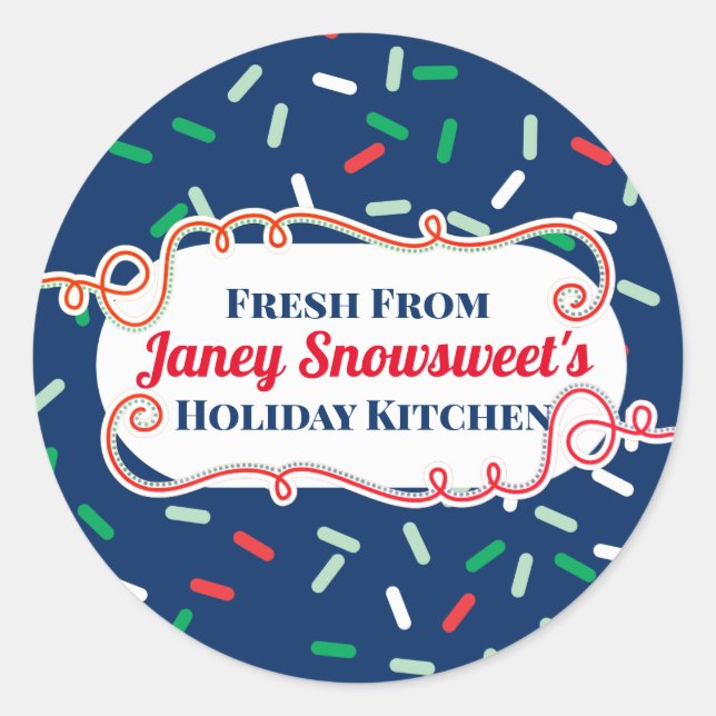 Pegatina Redonda La espoleta de Navidad espolvorosa de caramelos a (Anverso)