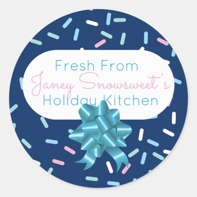 Pegatina Redonda La espoleta de Navidad espolvorosa de caramelos a (Anverso)