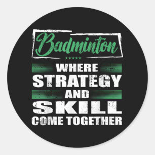 Pegatina Redonda La Estrategia Deportiva De Badminton Y Las Habilid