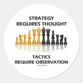 Pegatina Redonda La Estrategia Requiere Observación De Tácticas Pen