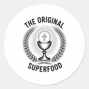 Pegatina Redonda La Eucaristía Original Superalimento Católica M 