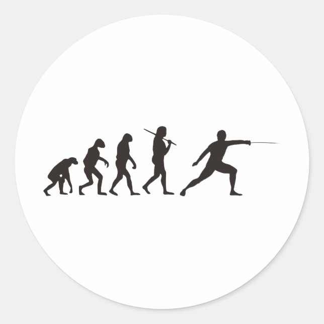 Pegatina Redonda La Evolución De La Esgrima (Anverso)