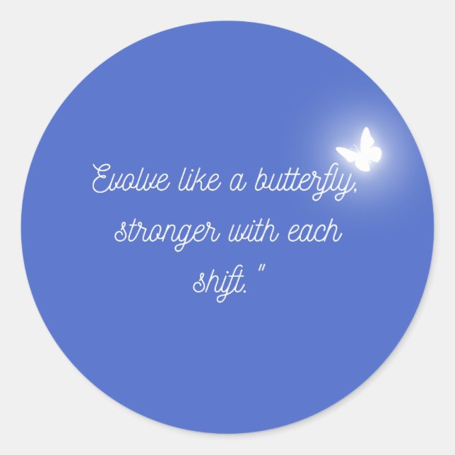 Pegatina Redonda La evolución de la mariposa (Anverso)