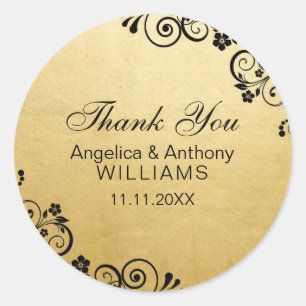 Pegatina Redonda La falsa boda personalizada del Relieve metalizado