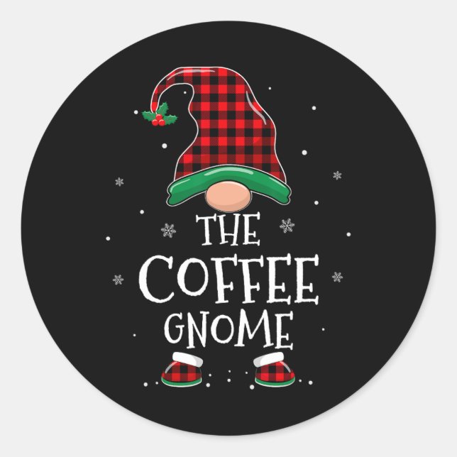 Pegatina Redonda La familia Coffee Gnome Xmas coincidiendo con Plai (Anverso)