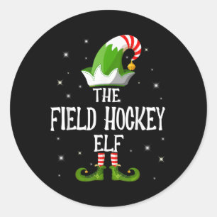 Pegatina Redonda La familia de elfos de hockey sobre hierba Grupo d