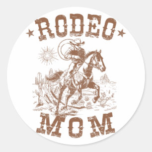 Pegatina Redonda La familia de la mamá del Rodeo de la mamá del Cow