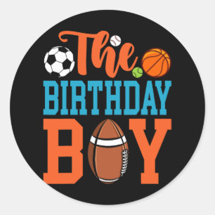 Pegatina Redonda La familia de los deportes de cumpleaños