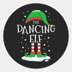 Pegatina Redonda La familia de los Navidades Elf bailando coincidie