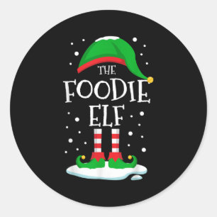 Pegatina Redonda La familia de Navidades de la familia Foodie Elf c