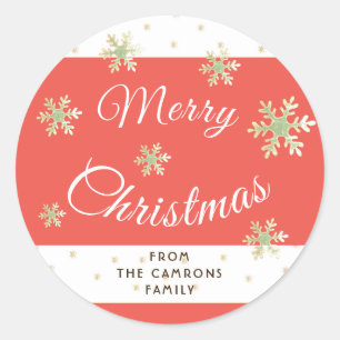 Pegatina Redonda La familia roja Personalizado moderna Feliz Navida