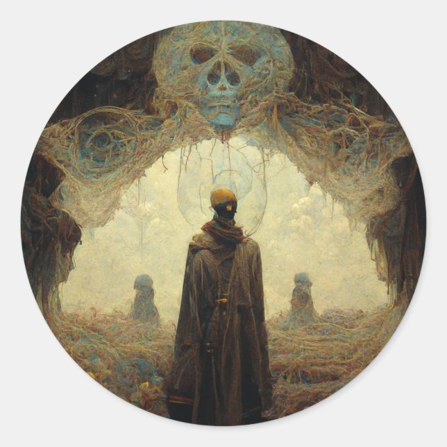 Pegatina Redonda La Fantasía de la Ciencia Ficción de Entryway (Anverso)