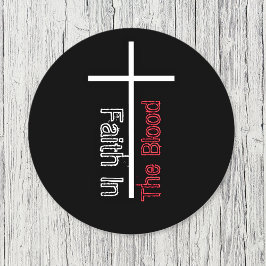 Pegatina Redonda La Fe En La Cruz Cristiana De La Sangre