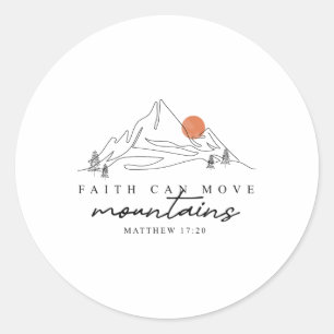 Pegatina Redonda La Fe Puede Mover Montañas Senderismo Camping Vers