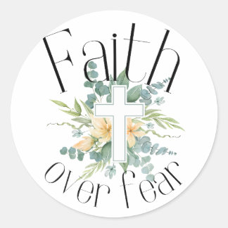Pegatina Redonda La fe sobre el miedo