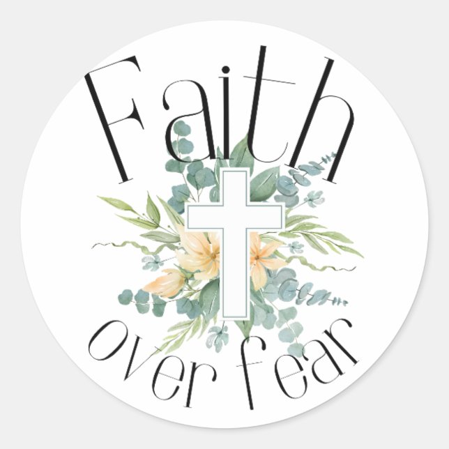 Pegatina Redonda La fe sobre el miedo (Anverso)