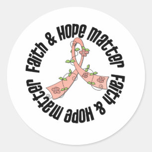 Pegatina Redonda La fe y la esperanza importan - el cáncer uterino