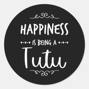 Pegatina Redonda La felicidad como una abuela hawaiana tutu