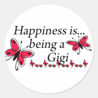 Pegatina Redonda La Felicidad Es Ser Una Mariposa Gigi