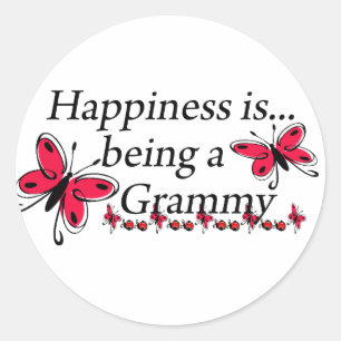 Pegatina Redonda La Felicidad Es Ser Una Mariposa Grammy