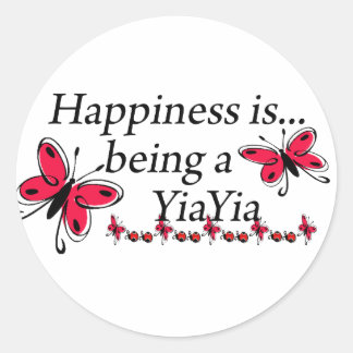 Pegatina Redonda La Felicidad Es Ser Una Mariposa YiaYia