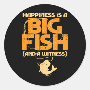 Pegatina Redonda La Felicidad Es Un Gran Testigo De Peces Hombres D