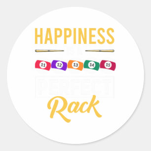 Pegatina Redonda La Felicidad Es Un Juego De Billar Para El Rótulo