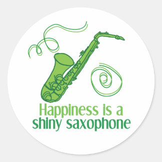 Pegatina Redonda La felicidad es un saxofón brillante