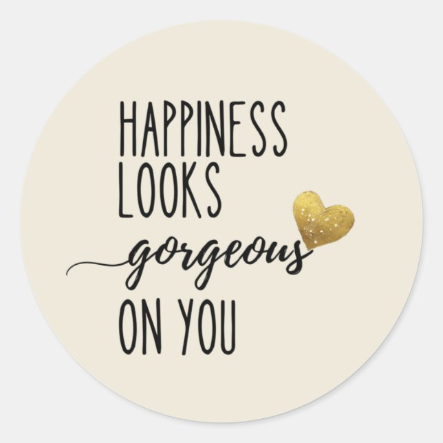 Pegatina Redonda La Felicidad Te Parece Maravillosa. (Anverso)