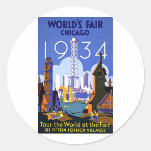 Pegatina Redonda La feria 1934 de mundo de Chicago