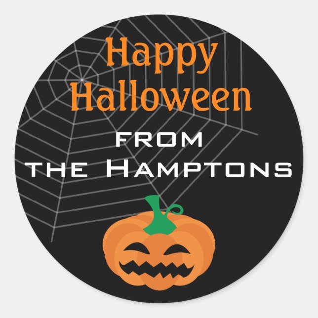 Pegatina Redonda La fiesta de calabaza de Halloween favorece a los  (Anverso)