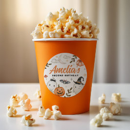 Pegatina Redonda La fiesta de cumpleaños de Halloween favorece la r